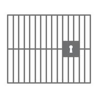 eps10 grå vektorfängelse- eller fängelseikon med låst dörr och vertikala staplar i enkel platt trendig stil isolerad på vit bakgrund vektor