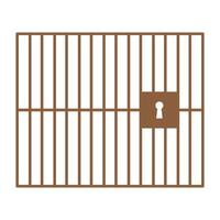 eps10 brun vektorfängelse- eller fängelseikon med låst dörr och vertikala stänger i enkel platt trendig stil isolerad på vit bakgrund vektor