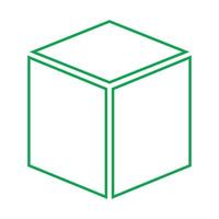 eps10 grön vektor tredimensionell eller 3d kublinjeikon i enkel platt trendig stil isolerad på vit bakgrund