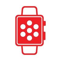 eps10 rotes Vektor-Smartwatch-Symbol mit Apps auf dem Startbildschirm isoliert auf weißem Hintergrund vektor