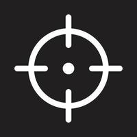 eps10 weißes Vektor-Scharfschützenziel oder Ziellinie-Symbol im einfachen, flachen, trendigen Stil isoliert auf schwarzem Hintergrund vektor