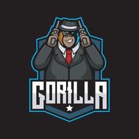 gorilla maskot gaming logotyp design vektor