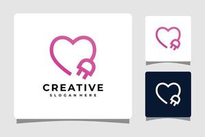 hjärta elektrisk kontakt logotyp mall design inspiration vektor