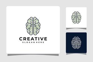 hjärna och blad logotyp mall design inspiration vektor