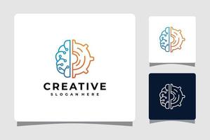 Design-Inspiration für Gehirn- und Zahnrad-Logo-Vorlagen