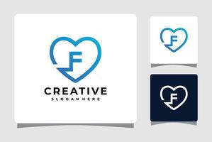 bokstav f hjärta logotyp mall design inspiration vektor