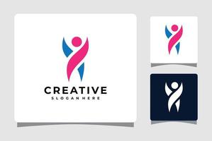 bunte abstrakte Logo-Vorlage für glückliche Menschen mit Visitenkarten-Design-Inspiration vektor