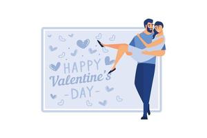 förälskat par. glad alla hjärtans dag. 14 februari är alla älskares dag. grafik lämplig för att dekorera affischer, broschyrer, vykort, flygblad platt vektorillustration vektor