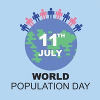 världens befolkningsdag gratis vektor affisch banner design 11 juli illustration av jorden med människor i platt konst stil redigerbara