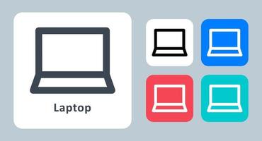 Laptop-Symbol - Vektor-Illustration. laptop, notizbuch, gerät, computer, bildschirm, technologie, gerät, linie, umriss, flach, symbole . vektor