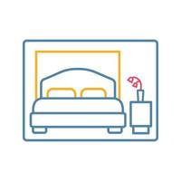 Schlafzimmer-Farbsymbol. Doppelzimmer. Hotelzimmer. Kabine eines Kreuzfahrtschiffes. linearer Vektor