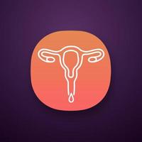 Menstruations-App-Symbol. Regelblutung. vaginaler Ausfluss. weibliche Gesundheitsstörung. ui ux-benutzeroberfläche. Web- oder mobile Anwendung. vektor isolierte illustration