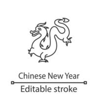 chinesisches neujahr lineares symbol. dünne Liniendarstellung. chinesischer Drache. Kontursymbol. Vektor isoliert Umrisszeichnung. editierbarer Strich