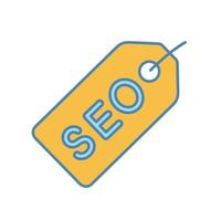 Farbsymbol für SEO-Tags. Meta-Tags. Suchoptimierung. SEO-Marketing. Etikett. isolierte Vektorillustration vektor