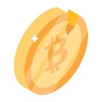 trasig bitcoin, begreppet kryptokris isometrisk ikon vektor