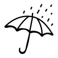 trendige Doodle-Ikone eines Regenschirms vektor