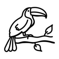 en tukan fågel doodle ikon vektor