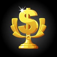 Vektor-Goldpreis mit einem Dollar für das Spiel. Geldprämie für den Gewinner. vektor