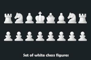 Stellen Sie weiße Zahlen für Schachstrategie-Brettspiel ein. Vektorsymbol vektor