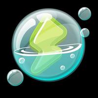 grön energi ikon i en såpbubbla. tecknad stor bubbla och kraft. vektor
