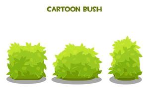 Vektorillustration von niedlichen Cartoon-Grünbüschen. Set isolierte Büsche in verschiedenen Formen vektor