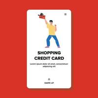 shopping kreditkort håller man shopper vektor