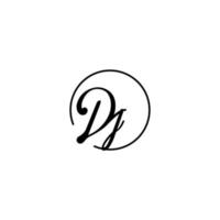 dj cirkel initial logotyp bäst för skönhet och mode i djärvt feminint koncept vektor