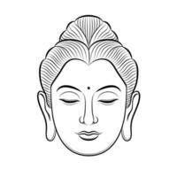 buddha huvud vektor illustration linjekonst isolerade