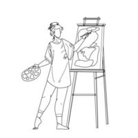 Künstlerfrau, die Bild auf Segeltuchvektor malt vektor