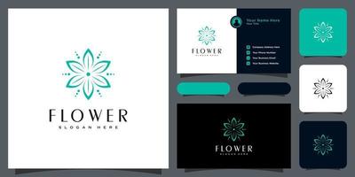 Blumen-Monolinie Luxus-Logo mit Visitenkarten-Design vektor