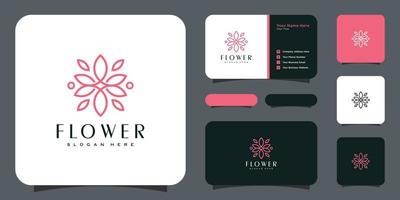 Blumen-Monolinie Luxus-Logo mit Visitenkarten-Design vektor