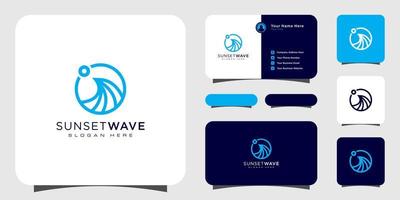sunset wave logotyp formgivningsmall vektor