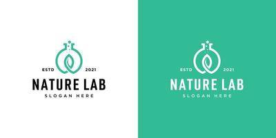 Naturblatt-Labor mit Molekül-Logo-Inspirationsvorlage Premium-Vektor vektor