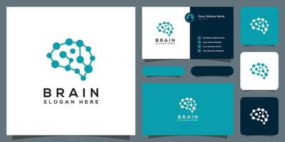 Brain Technology Logo Design Linienstil vektor