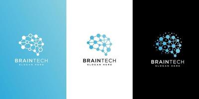 Brain Technology Logo Design Linienstil vektor