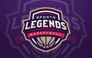 Legenden-Basketball-Club-Logo-Vorlage für Sportmannschaft und Turnier vektor