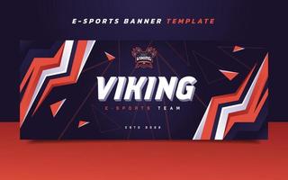 Wikinger-Esports-Gaming-Banner-Vorlage mit Logo für soziale Medien vektor