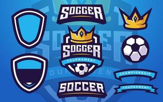 Fußball- oder Fußballclub-Logo-Vorlagenersteller mit Krone für Sportmannschaft vektor
