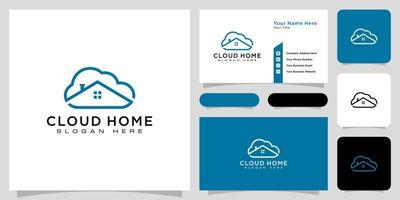 Cloud Home Logo Vektor Linienstil und Visitenkarte