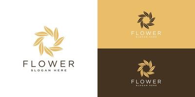 Blumenblatt-Luxuslogo mit Visitenkartendesign vektor