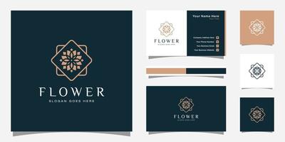 Blumen-Monolin-Luxus-Logo mit Visitenkarten-Design vektor