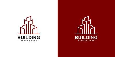 Gebäude-Logo-Design-Vektor-Mono-Linie vektor