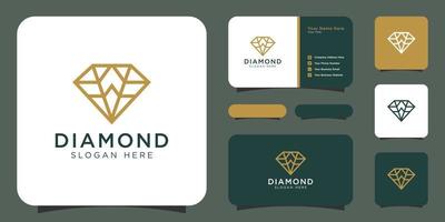 diamant logotyp vektor mönster mono linje med visitkort