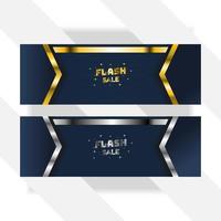 flash försäljning banner bakgrund med guld och silver färggradient, lyx bakgrund vektor