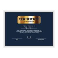 kreativa gyllene certifikat för uppskattning utmärkelse mall vektor
