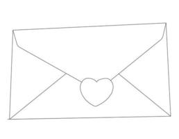 brev i ett kuvert förseglat med ett hjärta. doodle stil. vektor illustration isolerad på vit bakgrund.
