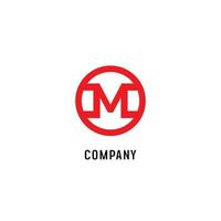 bokstav m alfabetisk logotyp designmall, abjad, platt enkel ren, röd, rundad ellips bokstavsmärke koncept, starkt och djärvt vektor