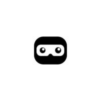 süßes Ninja-Kopf-Logo-Konzept, schwarze Ninja-Designvorlage, Kid-Ninja-Vektorsymbol, Superhelden-Charakter, E-Sport-Logo, Logo-Stil mit abgerundeter Form vektor