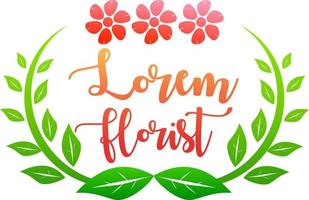 florist logotyp designmall, blommig logotyp koncept, blomma, löv, grön, röd, rosa vektor