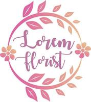Design-Vorlage für das Floristen-Logo, Blumen-Logo-Konzept, Blume, Blätter, Grün, Rot, Rosa vektor